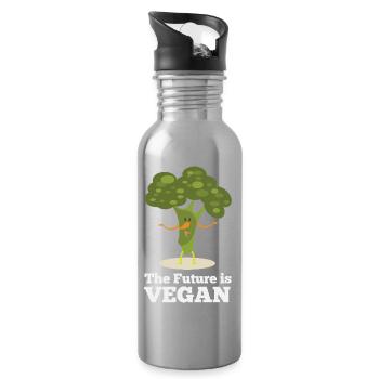 The Future is Vegan - Water bottle with straw - silver - Right