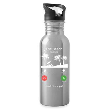 La plage m’appelle et je dois y aller Summer Design - Gourde avec paille intégrée - argent clair - Droite
