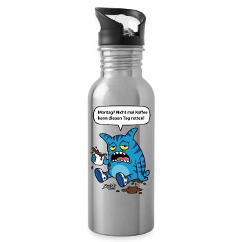 Monday? Not Even Coffee Helps - Zooki Monster - Water bottle with straw - silver - Right