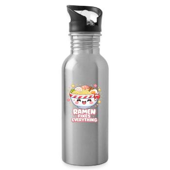 Ramen fixes everything - Trinkflasche mit integriertem Trinkhalm - Lightsilver - Rechts