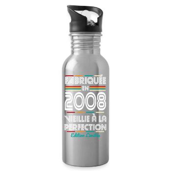 2008 – Fabriquée – Vieillie à la perfection - Gourde avec paille intégrée - argent clair - Droite