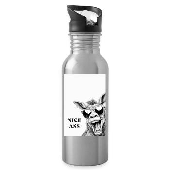Nice Ass – Funny Donkey Poster with Humor - Water bottle with straw - silver - Right