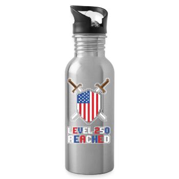 Level 250 Reached USA Gamer - Trinkflasche mit integriertem Trinkhalm - Lightsilver - Rechts