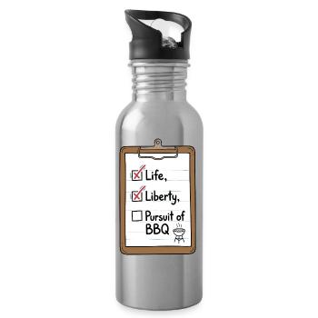 Life Liberty BBQ Checkliste - Trinkflasche mit integriertem Trinkhalm - Lightsilver - Rechts