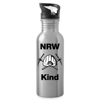 NRW KIND – RUHRTOPIA! GLÜCK AUF - Trinkflasche mit integriertem Trinkhalm - Lightsilver - Rechts