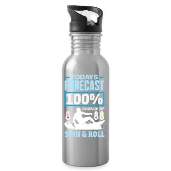 Surfing Surfboarder Bodyboarder - Water bottle with straw - silver - Right