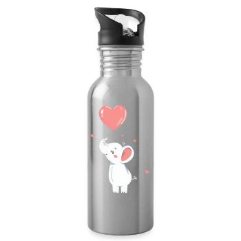 Gift Mother's Day Gift Mom Gifts - Water bottle with straw - silver - Right