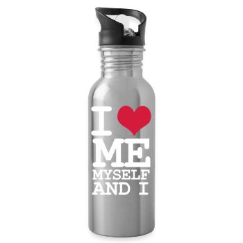 I Love Me Myself and I - Humor - White - Water bottle with straw - silver - Right