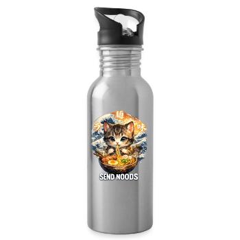 Katze Ramen Send Noods - Trinkflasche mit integriertem Trinkhalm - Lightsilver - Rechts