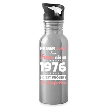Born in 1976 – Coming close to perfection - Water bottle with straw - silver - Right