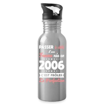 Geboren 2006 – Naht der Perfektion näher - Trinkflasche mit integriertem Trinkhalm - Lightsilver - Rechts
