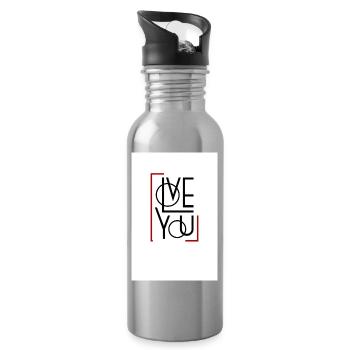 Liebe Dich Geometrischer Rahmen - Trinkflasche mit integriertem Trinkhalm - Lightsilver - Rechts
