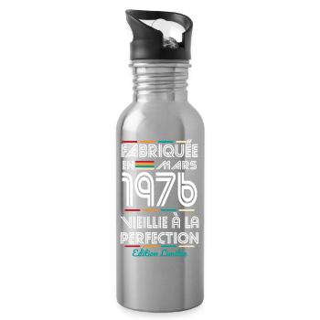 50-jähriges Jubiläum – Hergestellt im März 1976 - Trinkflasche mit integriertem Trinkhalm - Lightsilver - Rechts