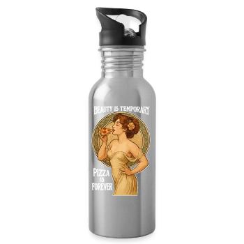 Art de pizza pin-up – La beauté est temporaire - Gourde avec paille intégrée - argent clair - Droite