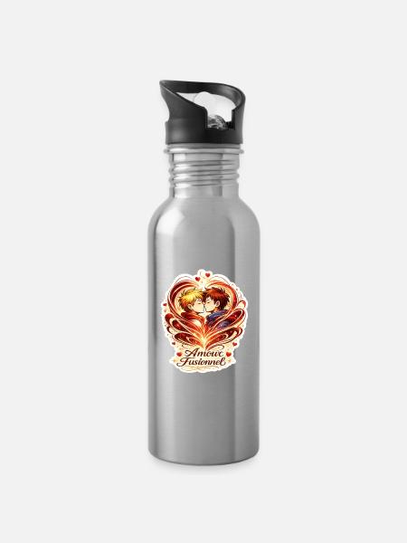 Fusional Love: Das Duo verflochten - Trinkflasche mit integriertem Trinkhalm - Lightsilver