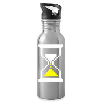 Pixel Hourglass Loading Bar Retro Gaming - Gourde avec paille intégrée - argent clair - Droite