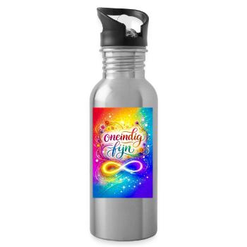 Unendlich feines farbenfrohes Design - Trinkflasche mit integriertem Trinkhalm - Lightsilver - Rechts