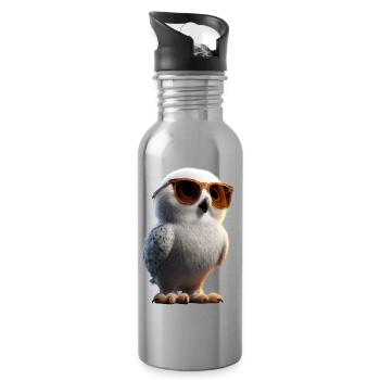 Snowy Owl White Owl Owl Owl Owl Snow Owl - Water bottle with straw - silver - Right