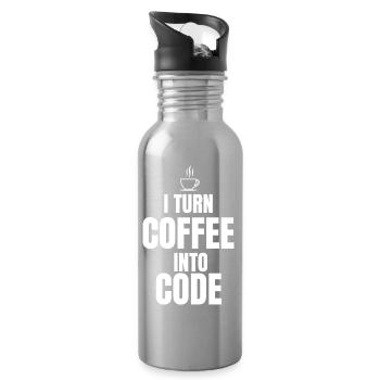 Je transforme le café en code - Gourde avec paille intégrée - argent clair - Droite