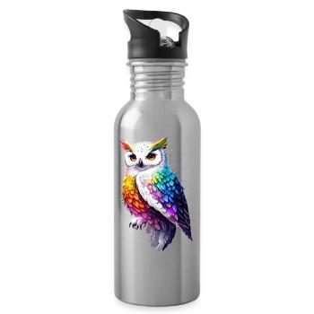 Snowy Owl White Owl Owl Owl Owl Snow Owl - Water bottle with straw - silver - Right