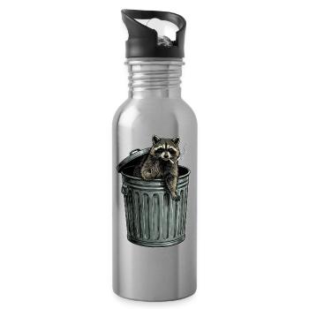 Trash PandaNaughty Raccoon in Trash Can Cigarette - Water bottle with straw - silver - Right