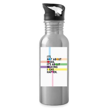 It's Not About Ideas It's About Making Them Happen - Water bottle with straw - silver - Right