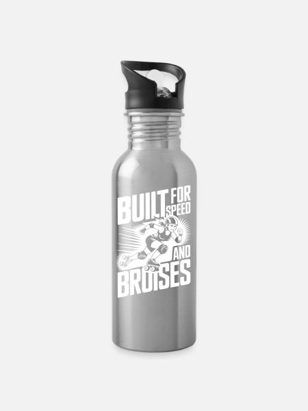 Rollerderby - Conçu pour la vitesse et les contusions - Gourde avec paille intégrée - argent clair