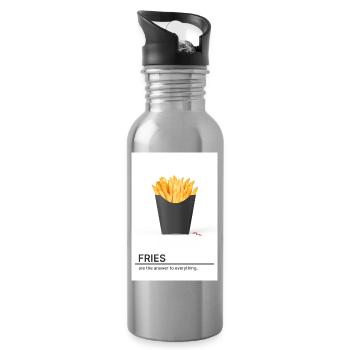 Fries Are The Answer To Everything - Trinkflasche mit integriertem Trinkhalm - Lightsilver - Rechts