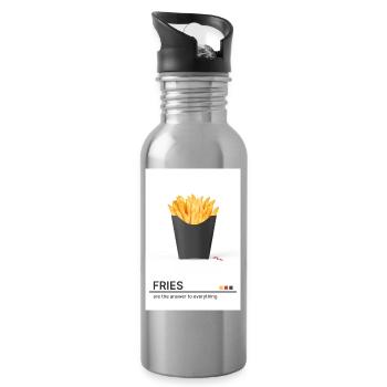 Fries Are The Answer – Modern Food Statement - Water bottle with straw - silver - Right