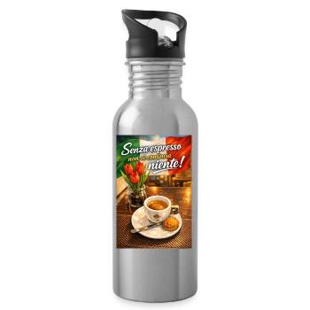 Espresso und Flagge: Italienischer Start - Trinkflasche mit integriertem Trinkhalm - Lightsilver - Rechts