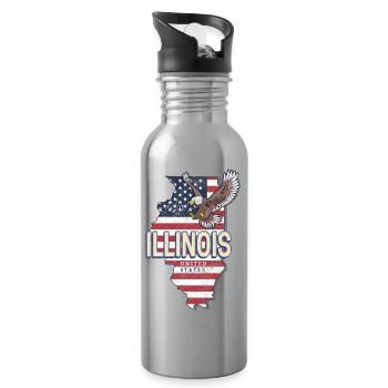 Souvenir vintage Illinois, États-Unis, États-Unis - Gourde avec paille intégrée - argent clair - Droite