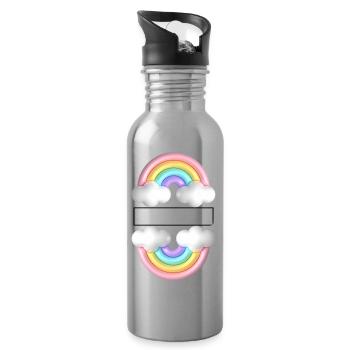 Regenbogen - Trinkflasche mit integriertem Trinkhalm - Lightsilver - Rechts
