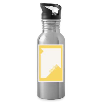 Direction Poster Yellow – Bold Minimal Art - Water bottle with straw - silver - Right