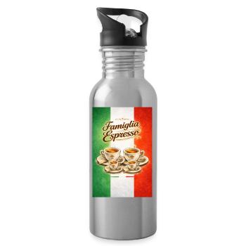 Famiglia Espresso Coffee Flag - Gourde avec paille intégrée - argent clair - Droite
