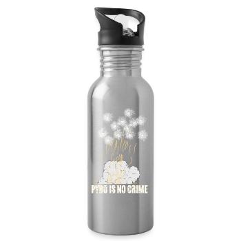 Pyro Is No Crime - Trinkflasche mit integriertem Trinkhalm - Lightsilver - Rechts