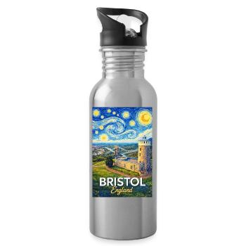 Bristol, England - Trinkflasche mit integriertem Trinkhalm - Lightsilver - Rechts