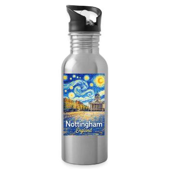 Nottingham, England - Trinkflasche mit integriertem Trinkhalm - Lightsilver - Rechts