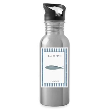 La Sardine Club Vintage Fish Poster Style - Water bottle with straw - silver - Right