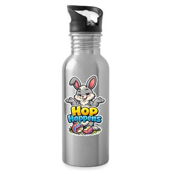 Bunny Bunny Bunny Printemps Fleurs de Printemps Jardin d’été de Pâques - Gourde avec paille intégrée - argent clair - Droite