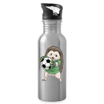Igel Torwart Fußball Sport - Trinkflasche mit integriertem Trinkhalm - Lightsilver - Rechts