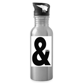 & Chill Typografie Minimal Design - Trinkflasche mit integriertem Trinkhalm - Lightsilver - Rechts