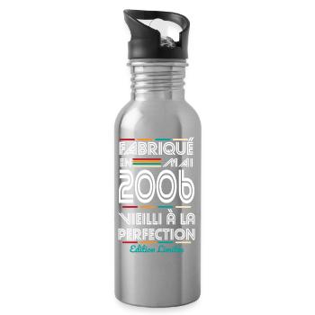 20-jähriges Jubiläum – Hergestellt im Mai 2006 - Trinkflasche mit integriertem Trinkhalm - Lightsilver - Rechts