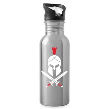 Logo Spartiate Épées Croisées Mascotte Spartan - Gourde avec paille intégrée - argent clair - Droite