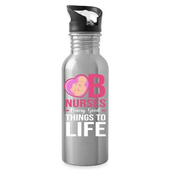 Nurse Pregnancy Hospital - Water bottle with straw - silver - Right
