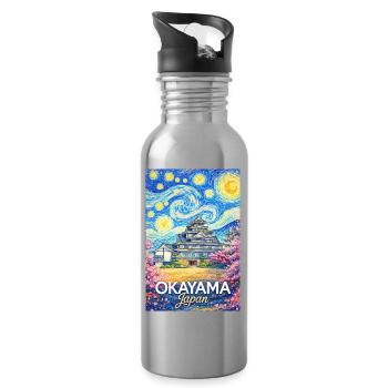 Okayama Japan - Trinkflasche mit integriertem Trinkhalm - Lightsilver - Rechts
