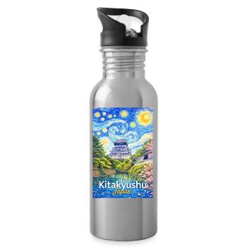 Kitakyushu, Japan - Water bottle with straw - silver - Right