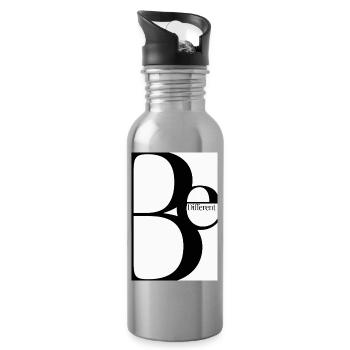 Be Different – Minimalist Typography Design - Water bottle with straw - silver - Right