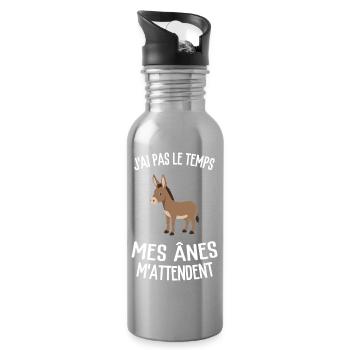 I don't have time my donkeys are waiting for me humor - Water bottle with straw - silver - Right