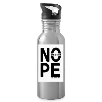 NOPE Say It Loud Minimalist Statement - Water bottle with straw - silver - Right
