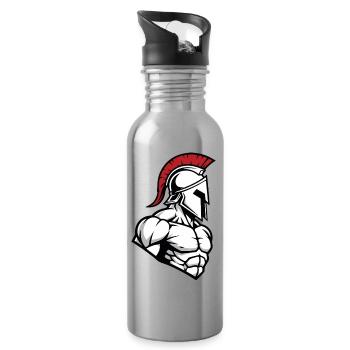 Spartan Bodybuilding Fitness Krieger Maskottchen - Trinkflasche mit integriertem Trinkhalm - Lightsilver - Rechts